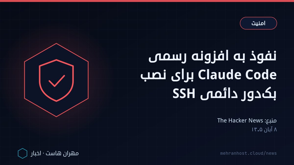 تصویر خبر: نفوذ به افزونه رسمی Claude Code برای نصب بک‌دور دائمی SSH — امنیت، به نقل از The Hacker News