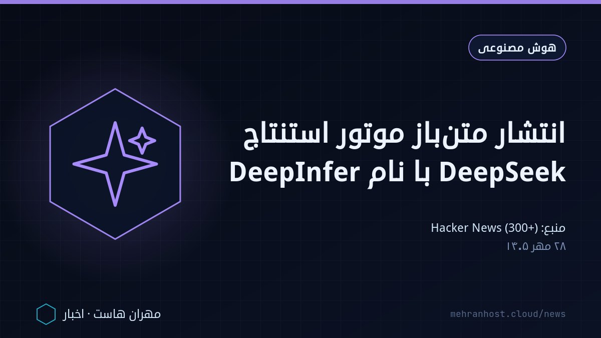 تصویر خبر: انتشار متن‌باز موتور استنتاج DeepSeek با نام DeepInfer — هوش مصنوعی، به نقل از Hacker News (300+)