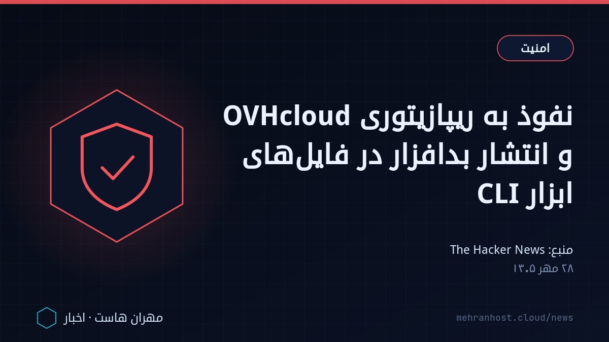 تصویر خبر: نفوذ به ریپازیتوری OVHcloud و انتشار بدافزار در فایل‌های ابزار CLI — امنیت، به نقل از The Hacker News