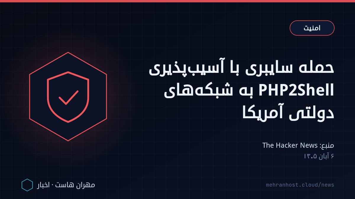 تصویر خبر: حمله سایبری با آسیب‌پذیری PHP2Shell به شبکه‌های دولتی آمریکا — امنیت، به نقل از The Hacker News
